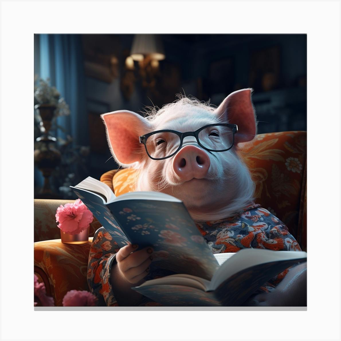 Pig In Glasses Canvas Print