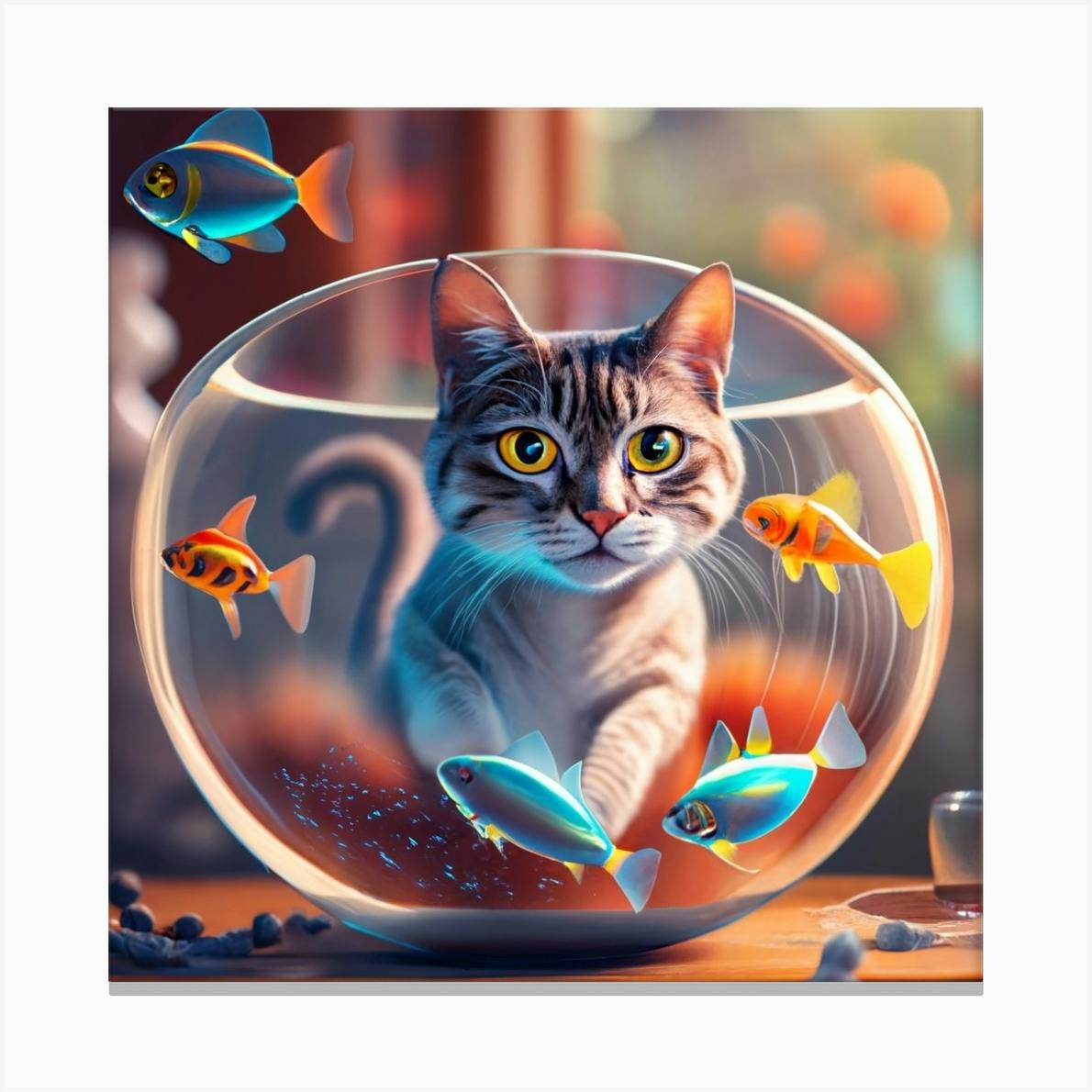 Cat In A Fish Bowl 33 Art Print by GBGA Designs Fy