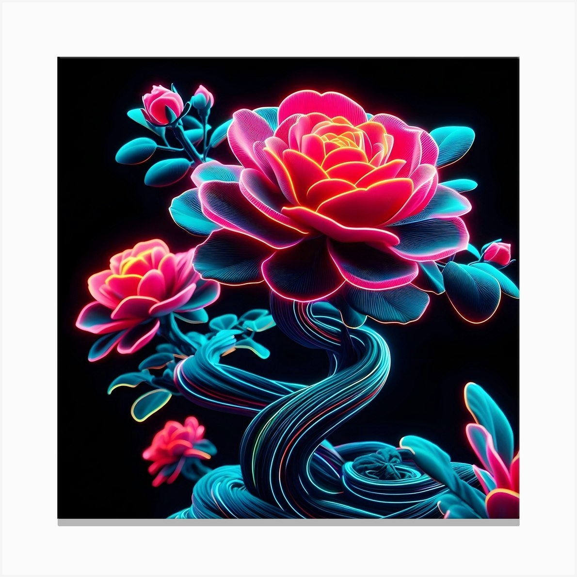 Neon Roses 2 Canvas Print by Smart Gallery - Fy