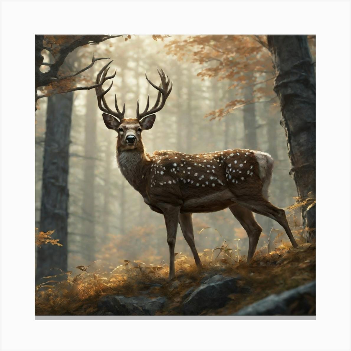 Deer In The Woods 43 Canvas Print by Pat4U - Fy