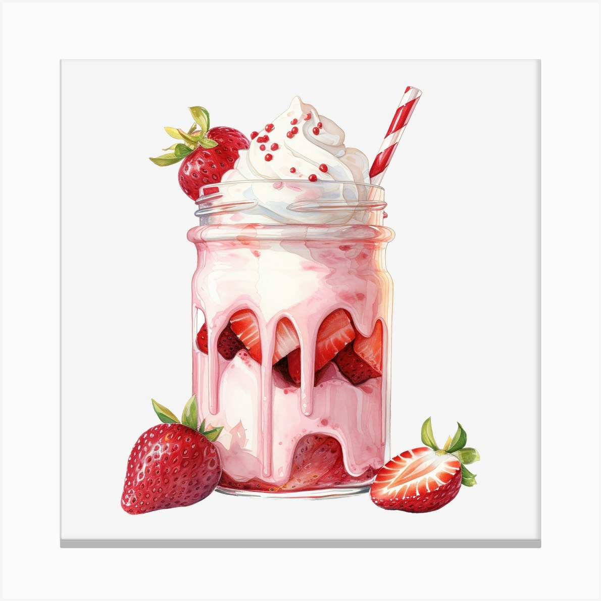 Strawberry Milkshake 9 Canvas Print by Fomo Creative - Fy