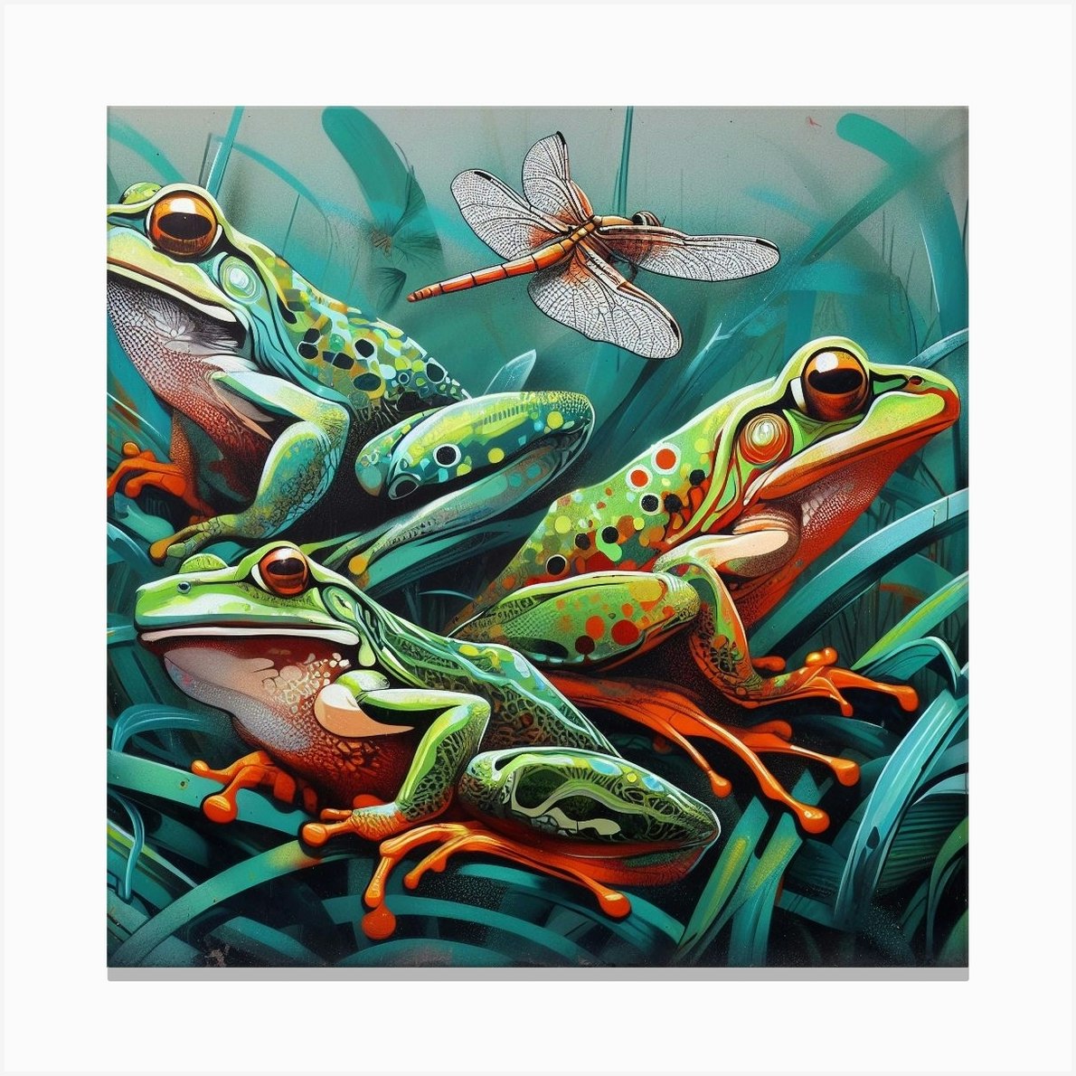 Frog Street Art 5 Canvas Print by AscendedLight - Fy