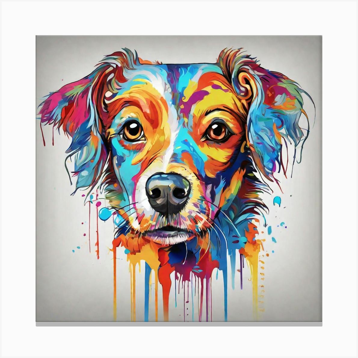 Colorful dog hot sale canvas art