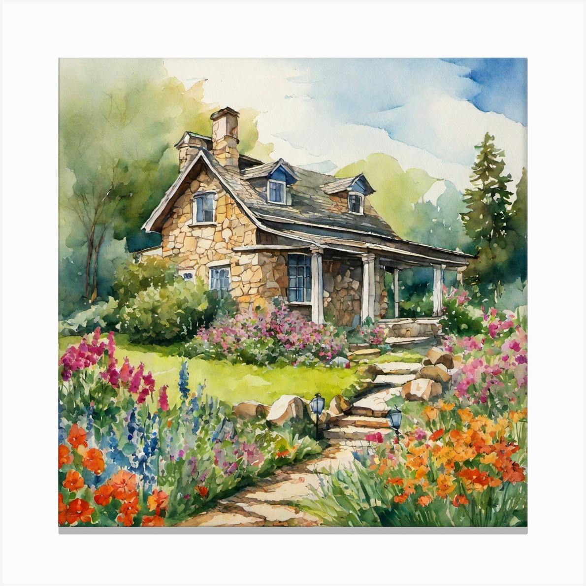 Flower Garden Original Watercolor Painting Home Décor/Gift/Art/ hotsell