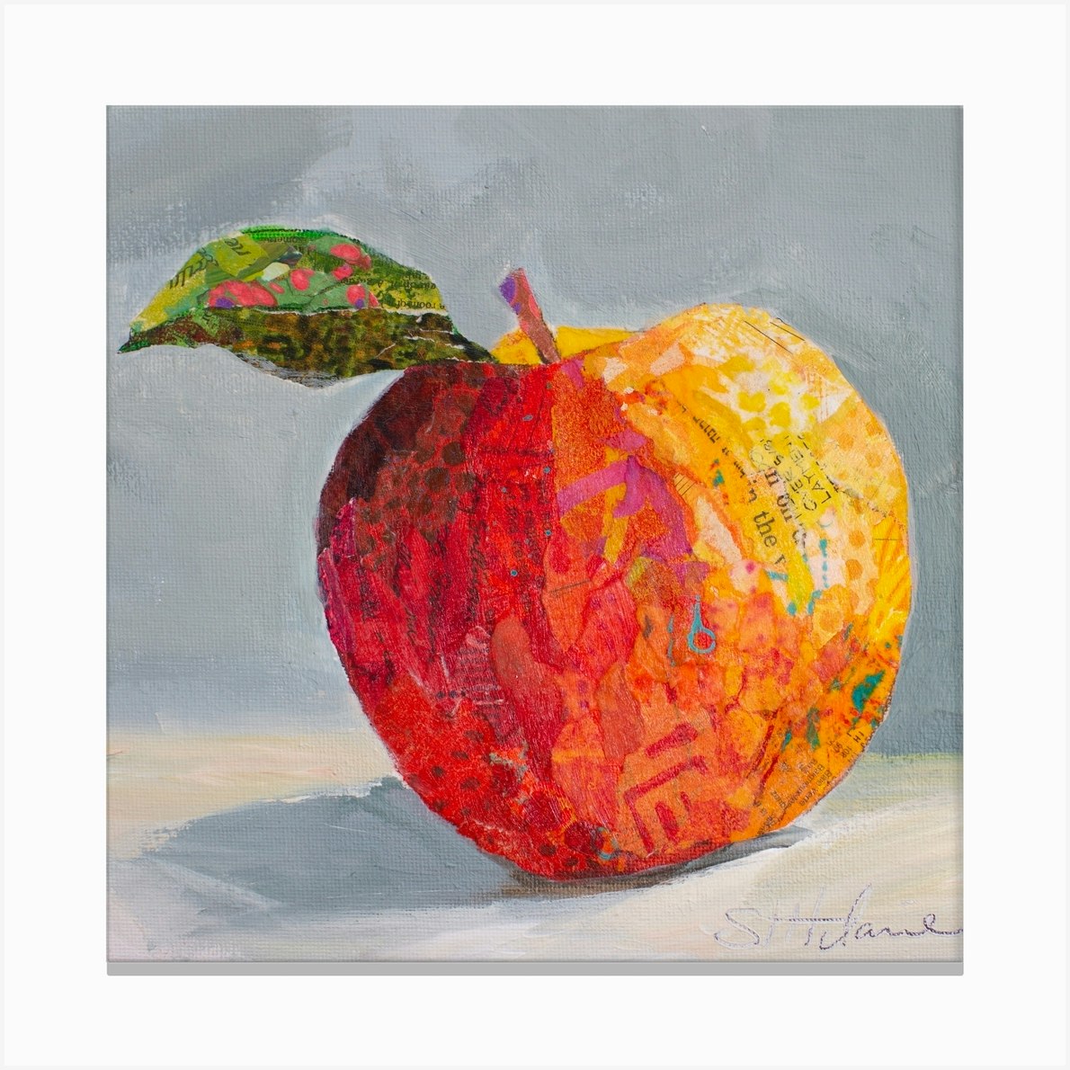 Colorful Collage Apple Fruit Square Canvas Print by Paper Paintings - Fy