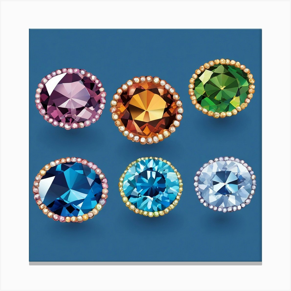 Set Of Colored Gemstones Canvas Print By Art For You Fy