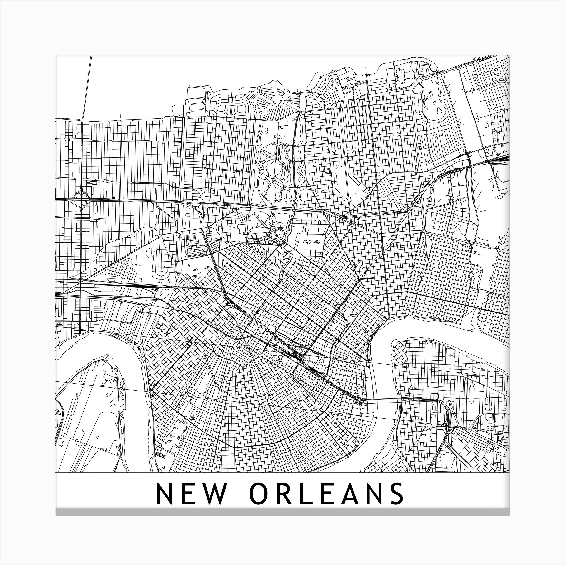 New Orleans Map Canvas Print by multipliCITY Fy