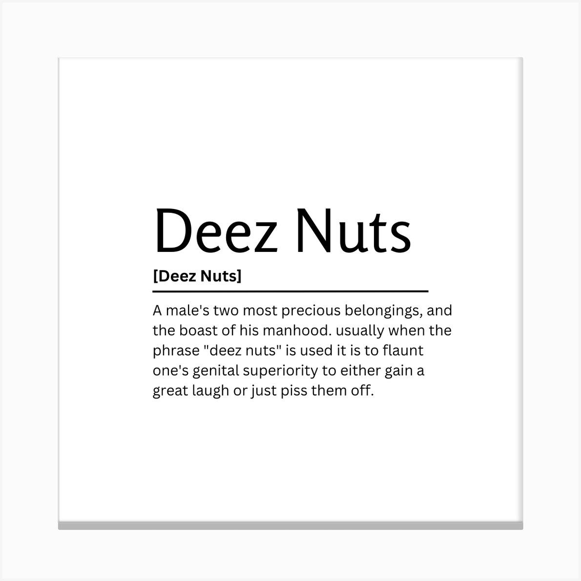 Deez Nuts Dictionary Definition Funny Quote Art Print Canvas Print by