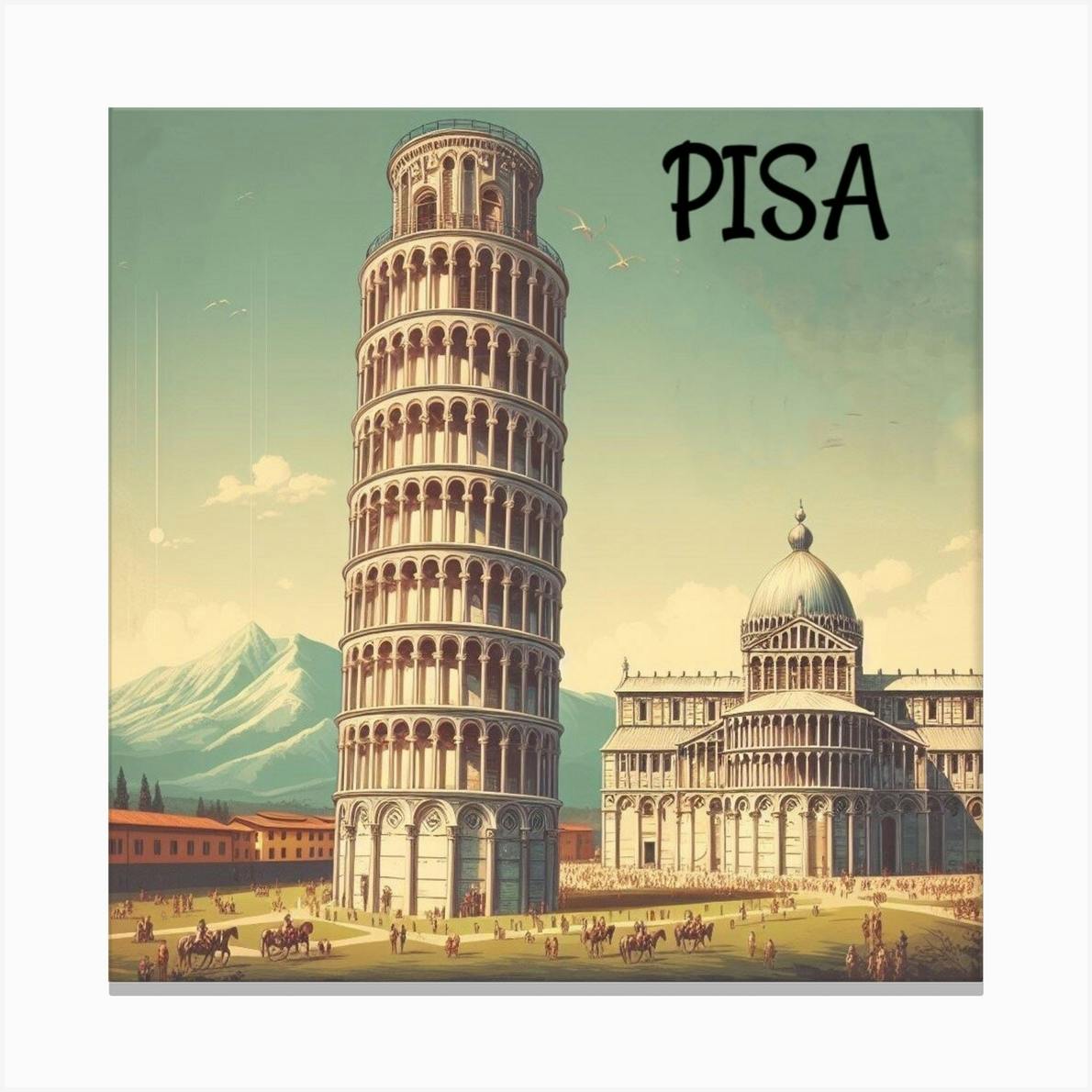 1960’s Italian Travel Poster ALITALIA Airline Italy Leaning outlet Tower Of PISA 28”x40