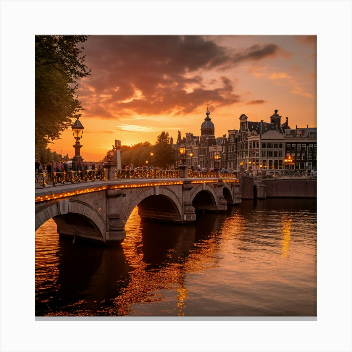 Sunset At Magere Brug Skinny Bridge Amsterdam Canvas Print By Monika Fy 0439