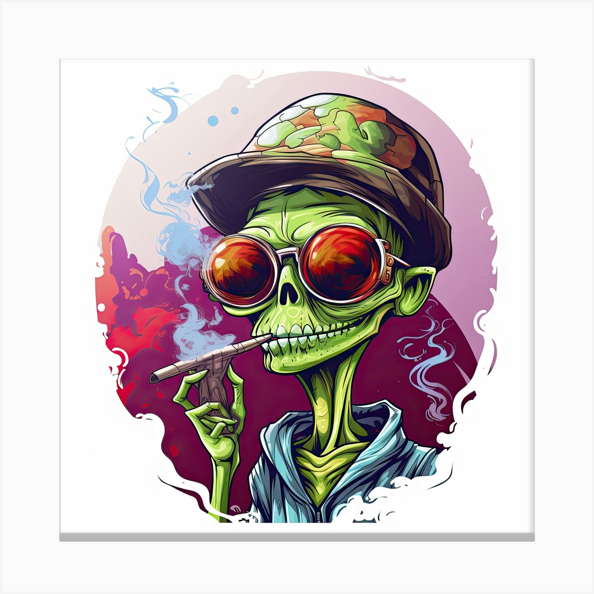 Zombie Smoking A Cigarette Canvas Print by Jay D - Fy