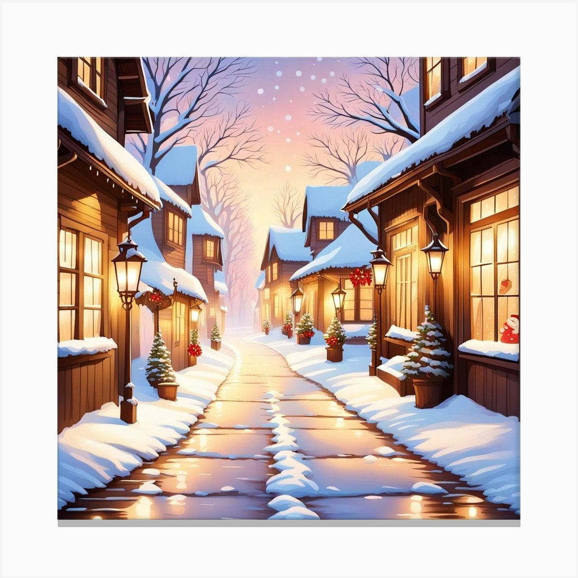 Christmas Street Canvas Print by Wisdom - Fy