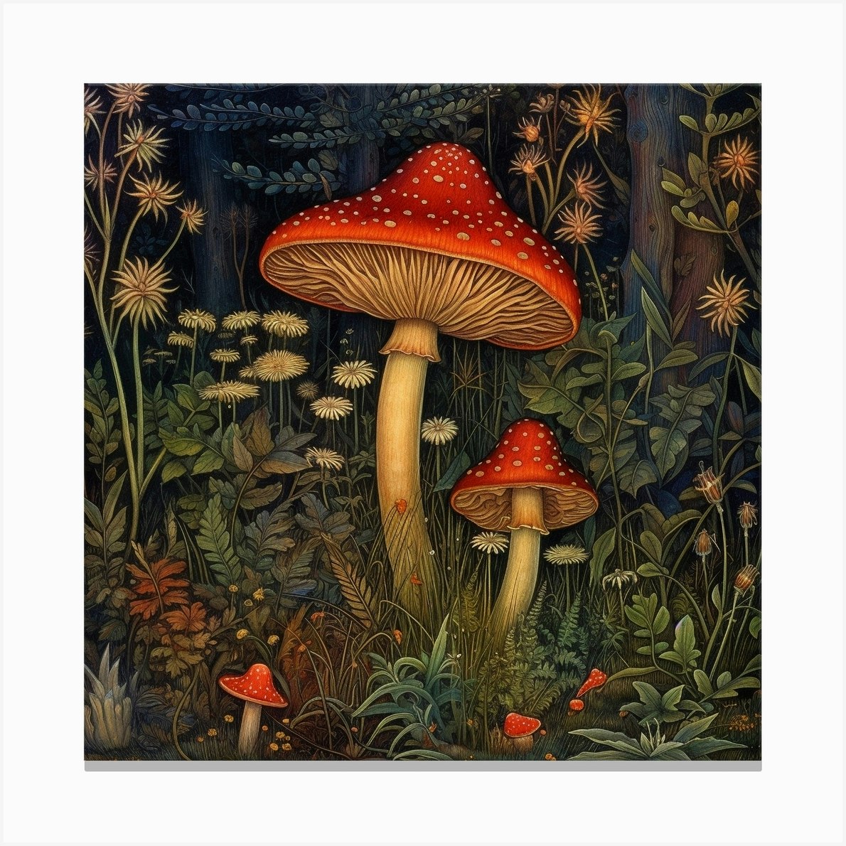 Dark Cottagecore Mushroom Art Print. Canvas Print by Zenaria Arts - Fy