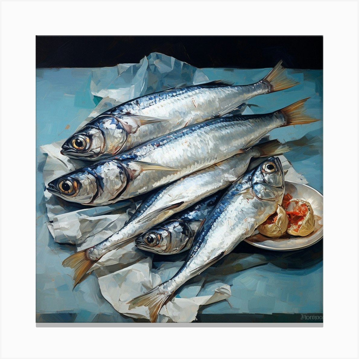 Sardines Paintings 4 Canvas Print by Monika - Fy