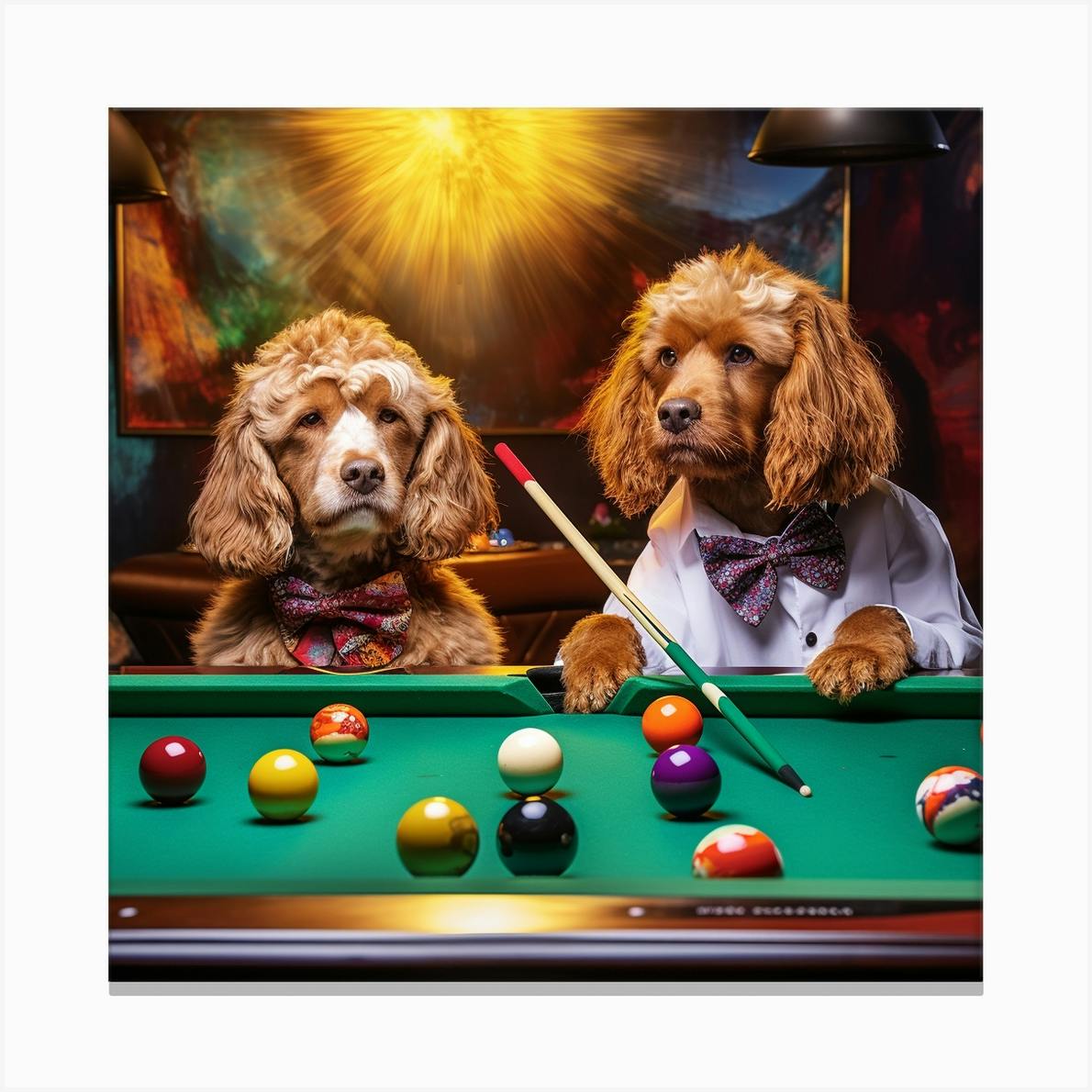 Dogs playing 2024 pool canvas art