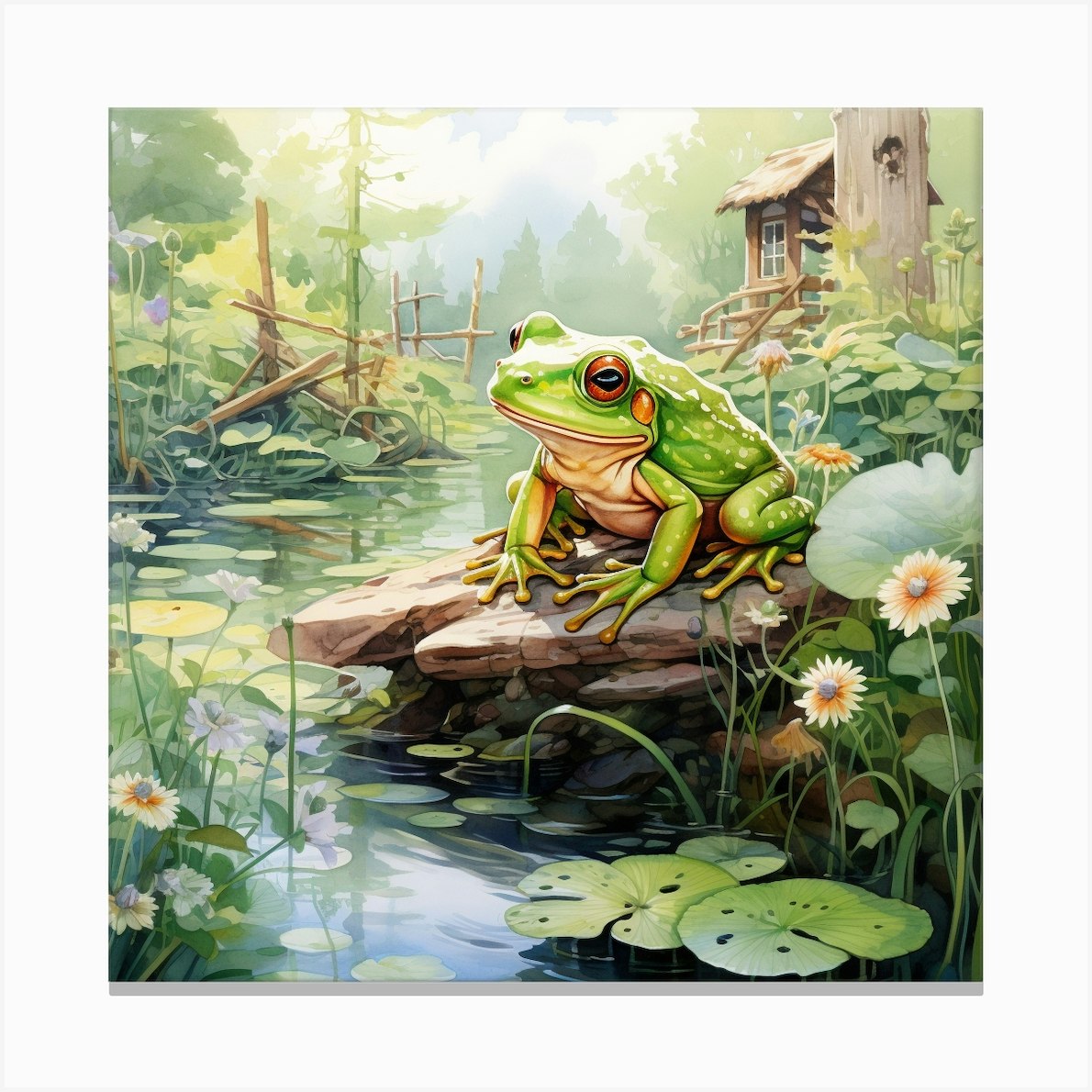 Watercolour Frog Canvas Print by DirtyRocket - Fy