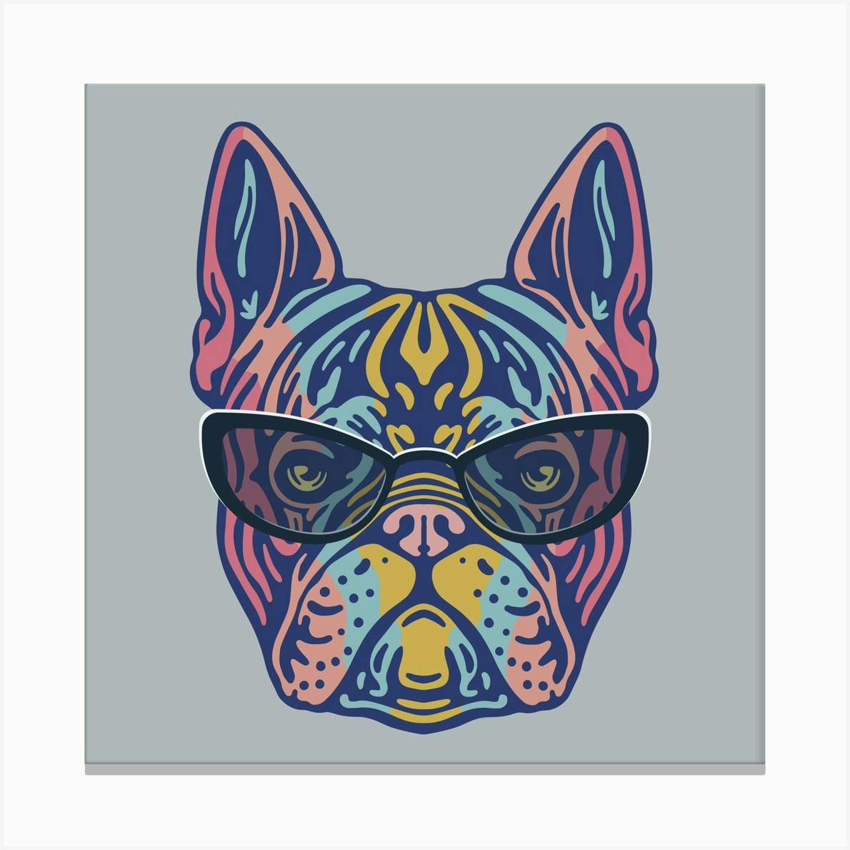 French online bulldog Pop art Warhol style print - giclee on canvas