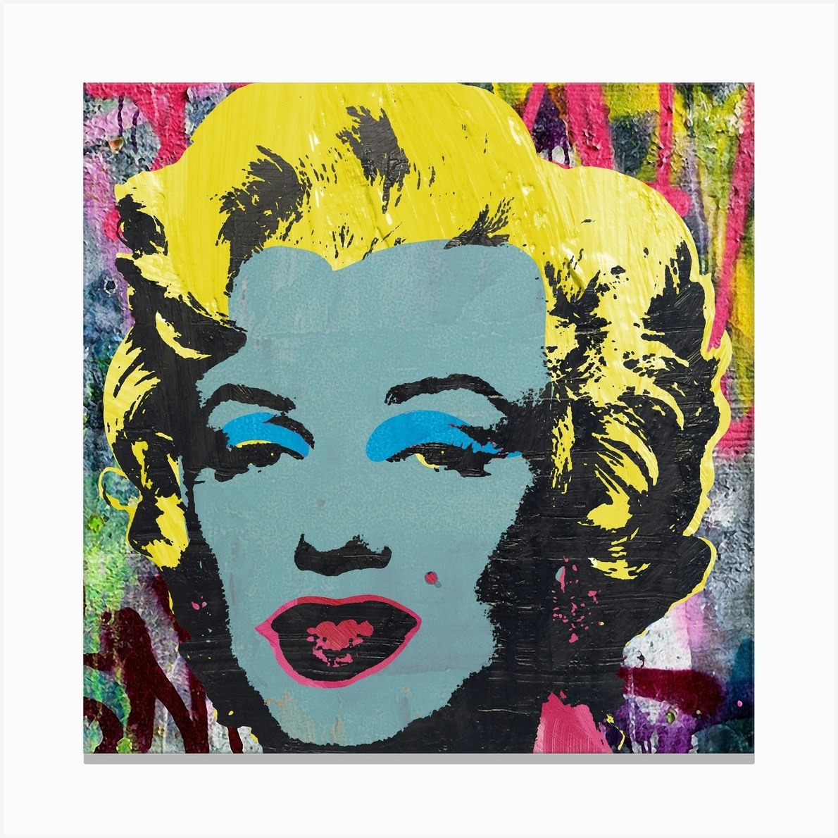 Reimagined Marilyn Monroe Graffiti Square Canvas Print By The Pop Art 