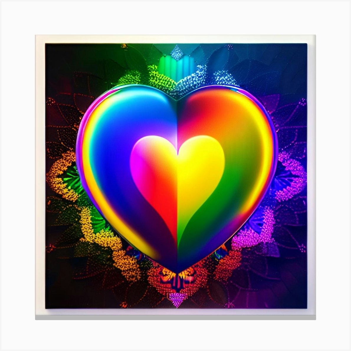 Rainbow Love Heart Symbol 3 Canvas Print by StrangeForce - Fy