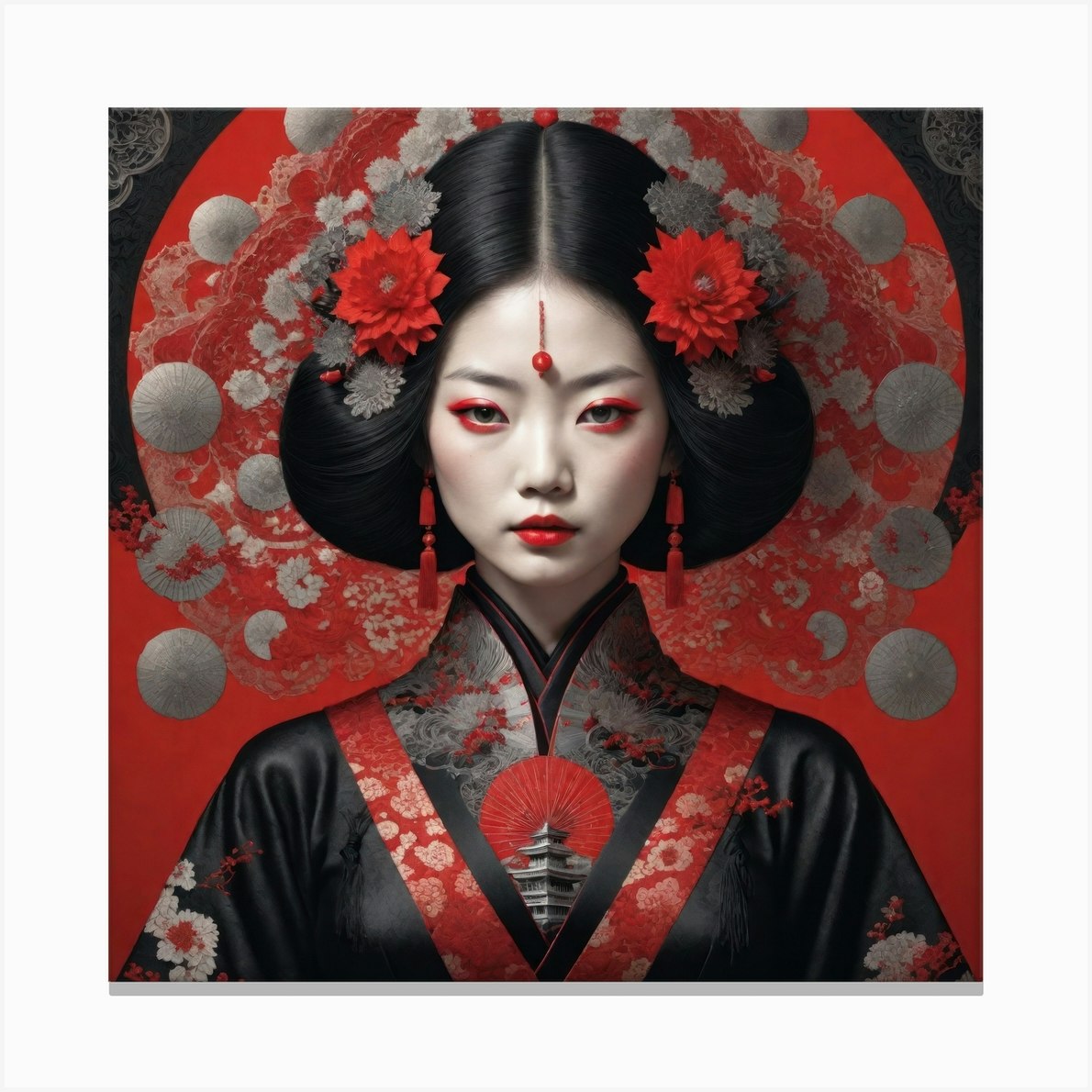 Japanese Woman in kimono Canvas Print by poco_bw - Fy