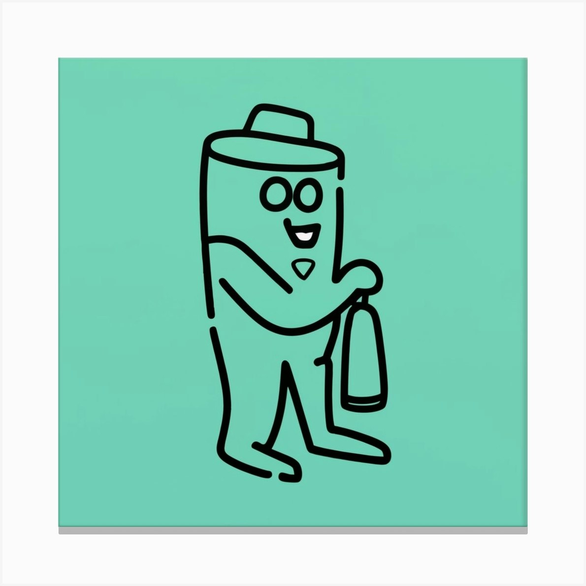 Cup Holding A Bottle one line Canvas Print by coffeu Fy