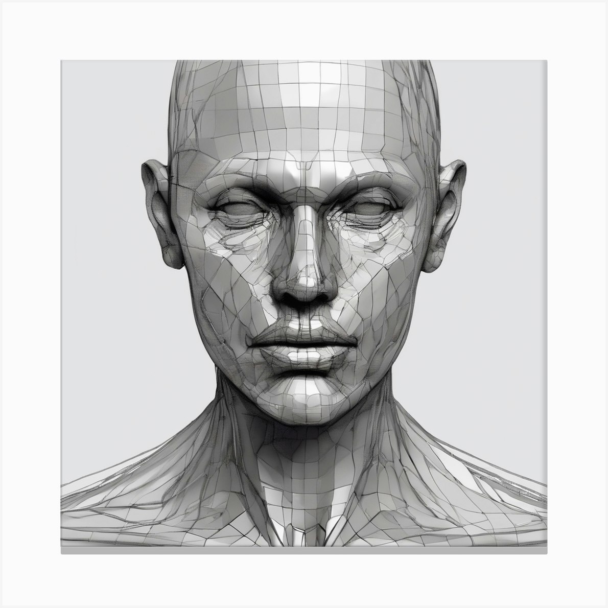 3d Model Of A Human Head 3 Canvas Print By Pat4u Fy