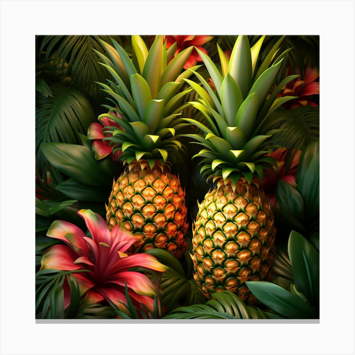 Abstract Illuminated Pineapple Sketch Canvas Print by Indie