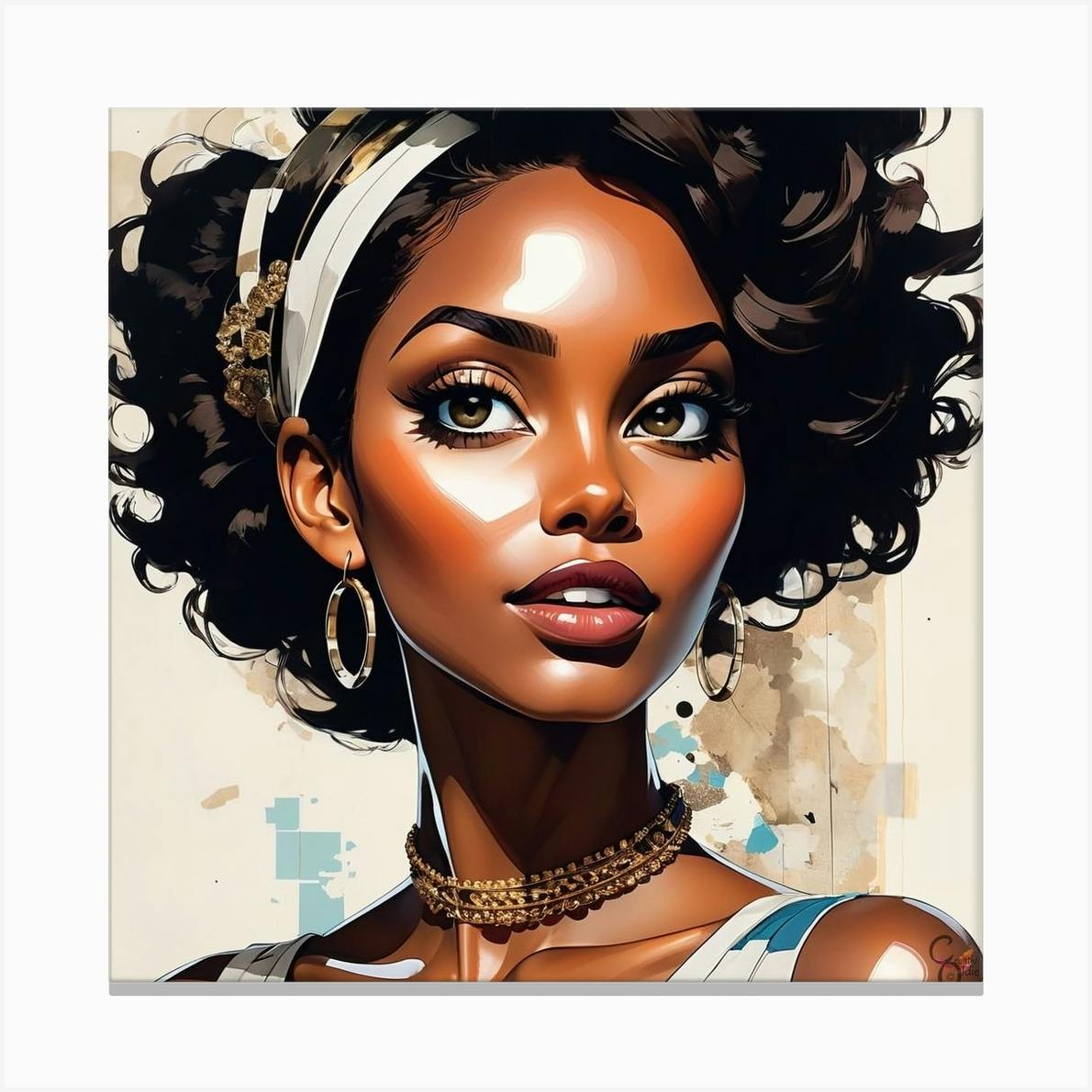 Black Girl With Big Hair Art Print by CreativOldie Fy