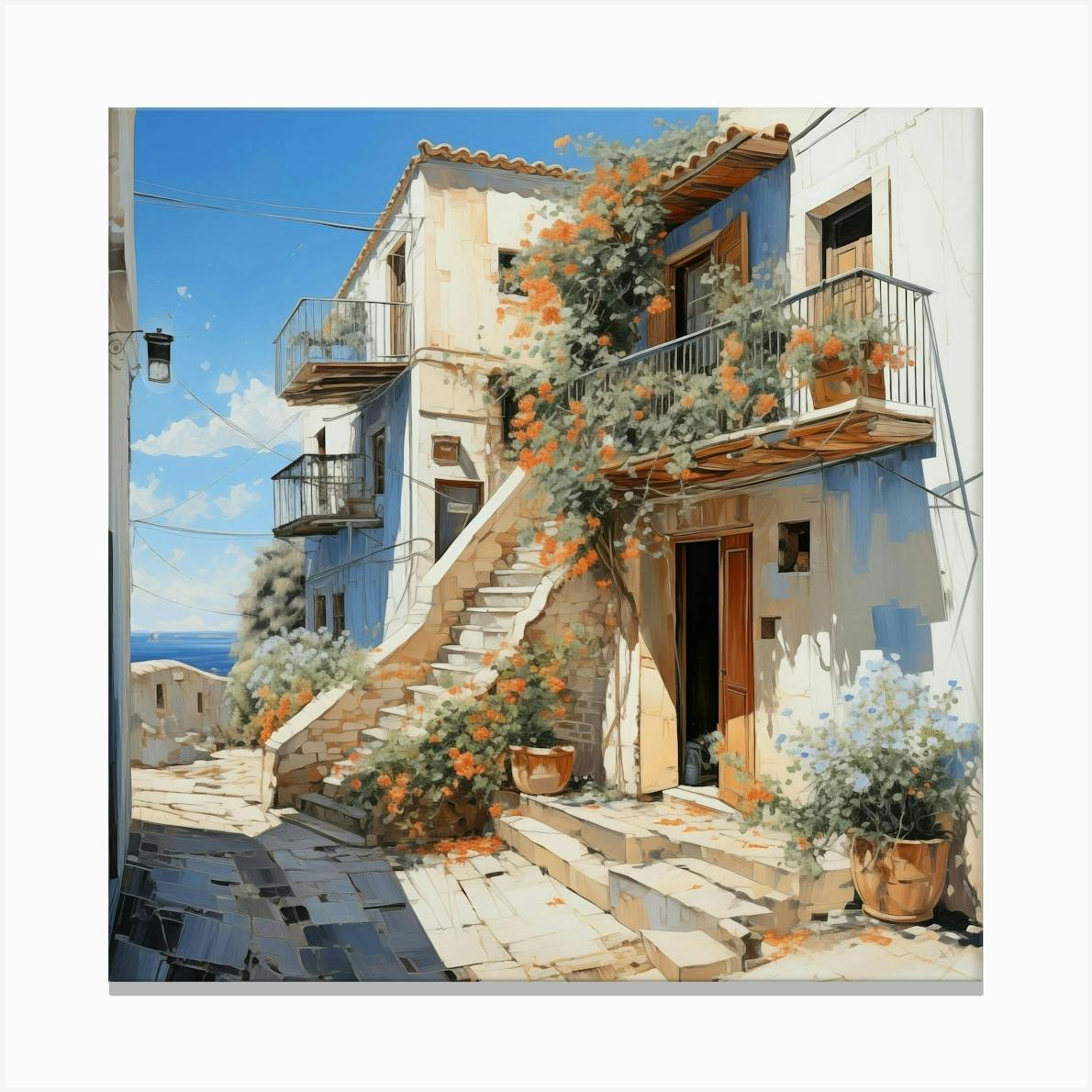 Canvas Village House Stairs Plants online