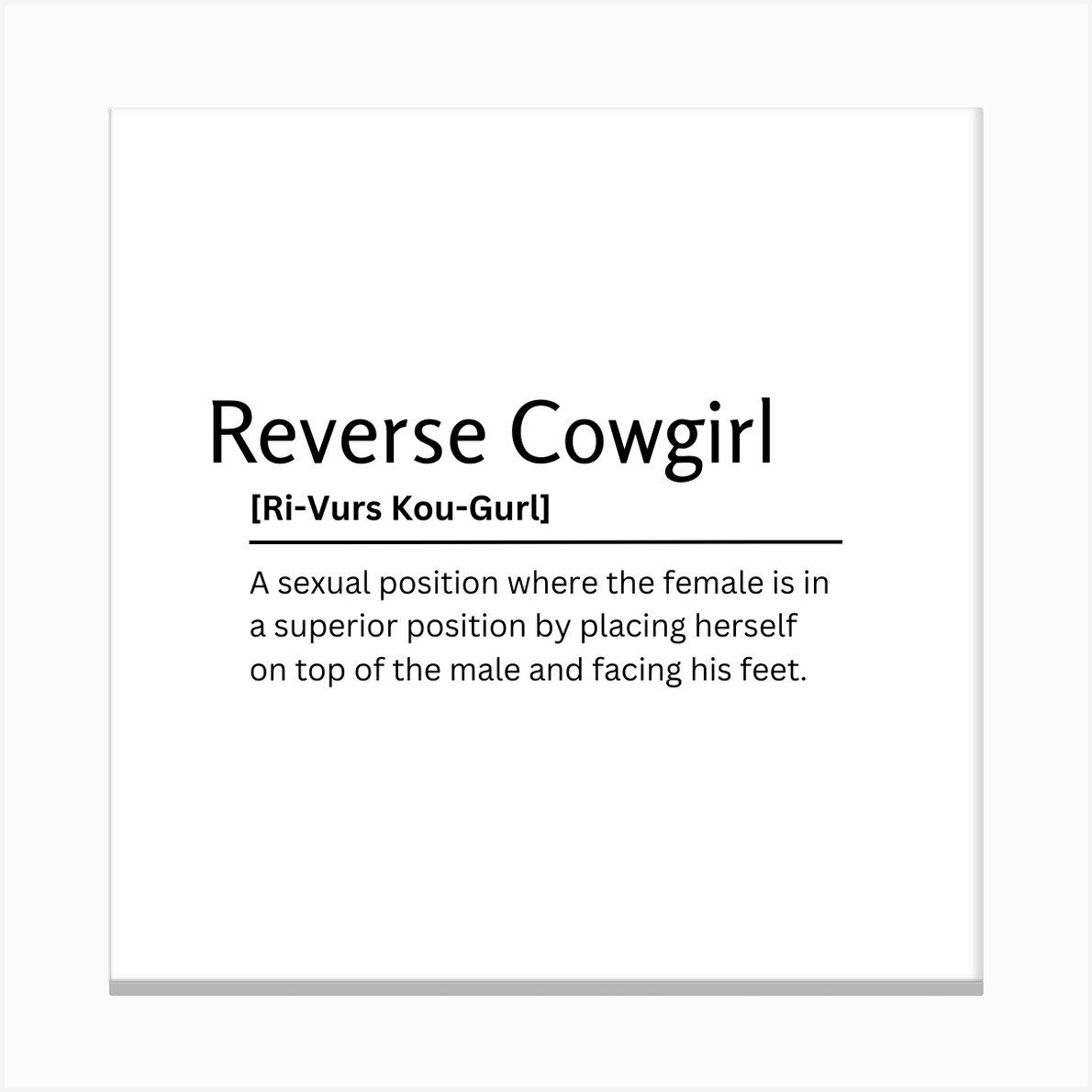 Reverse Cowgirl Dictionary Definition Funny Quote Art Print Canvas