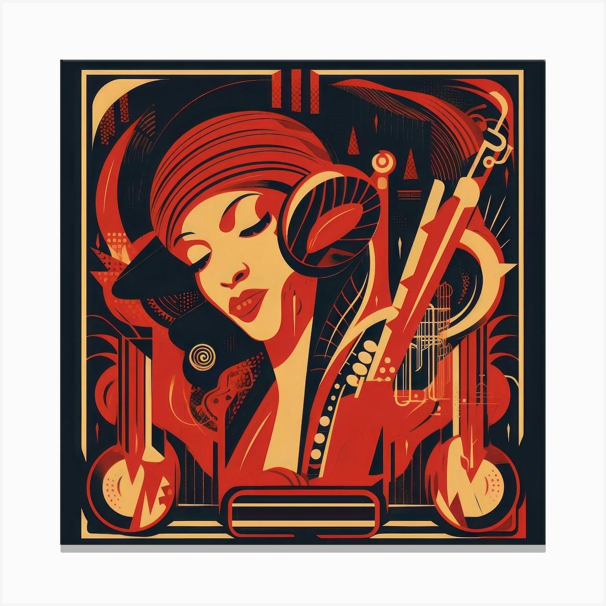 Art Deco inspired poster for a jazz club Art Print by