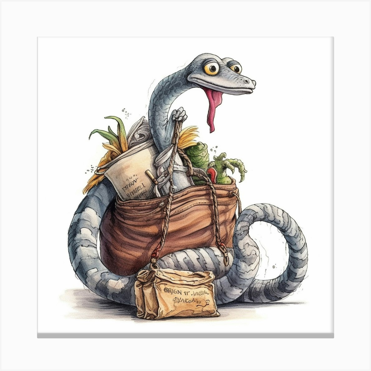 Snake In A Bag Canvas Print by David Arts Fy