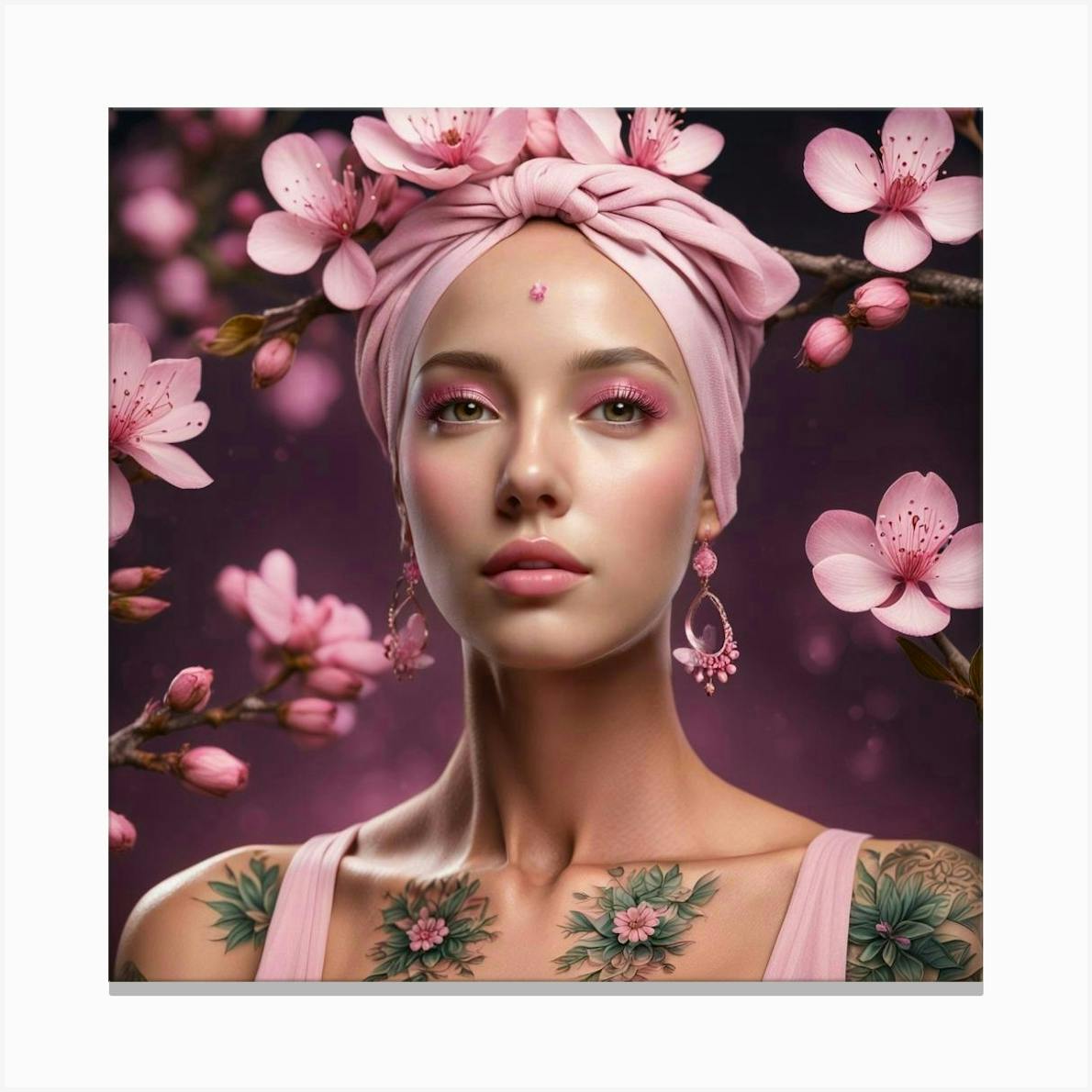 Woman newest Tattoo Vehicle Portrait Art Canvas Print