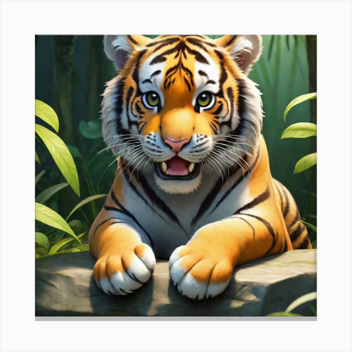 Discount Little Tiger print on canvas