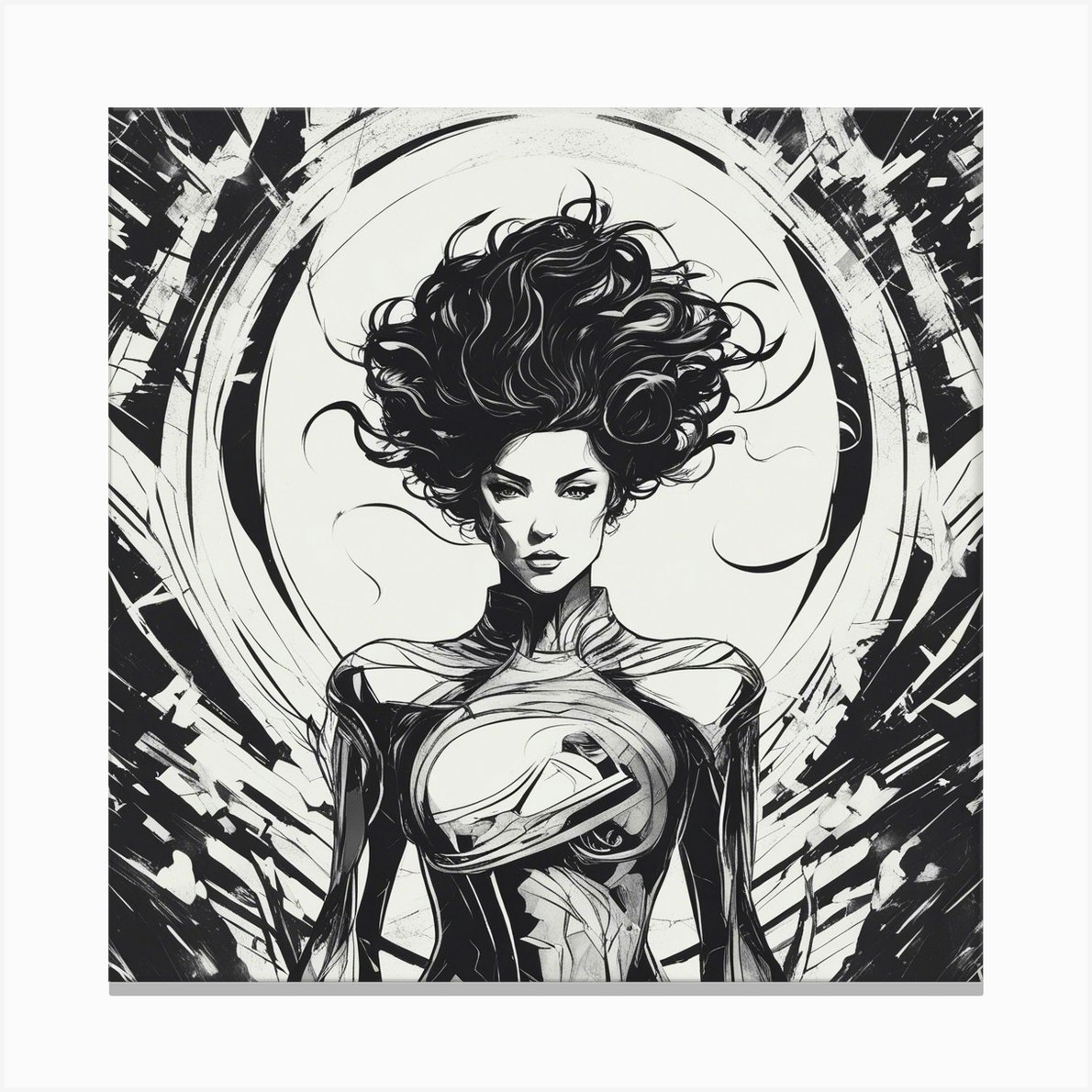 Negative Space Comic Art, Fierce Heroine, Silhouette, Black And White ...