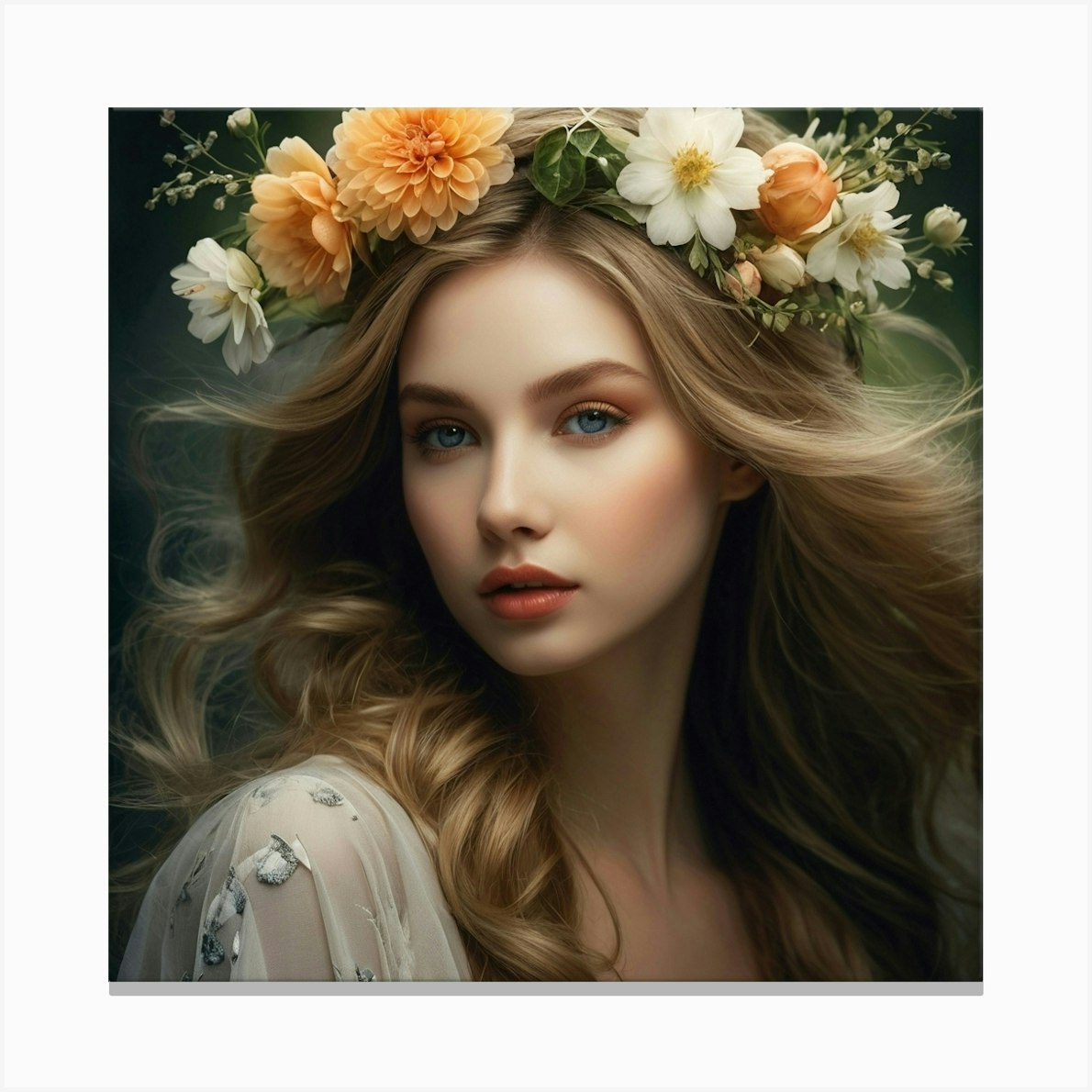 Beautiful Girl With Flower Crown Canvas Print By Balram Giri Fy 3685