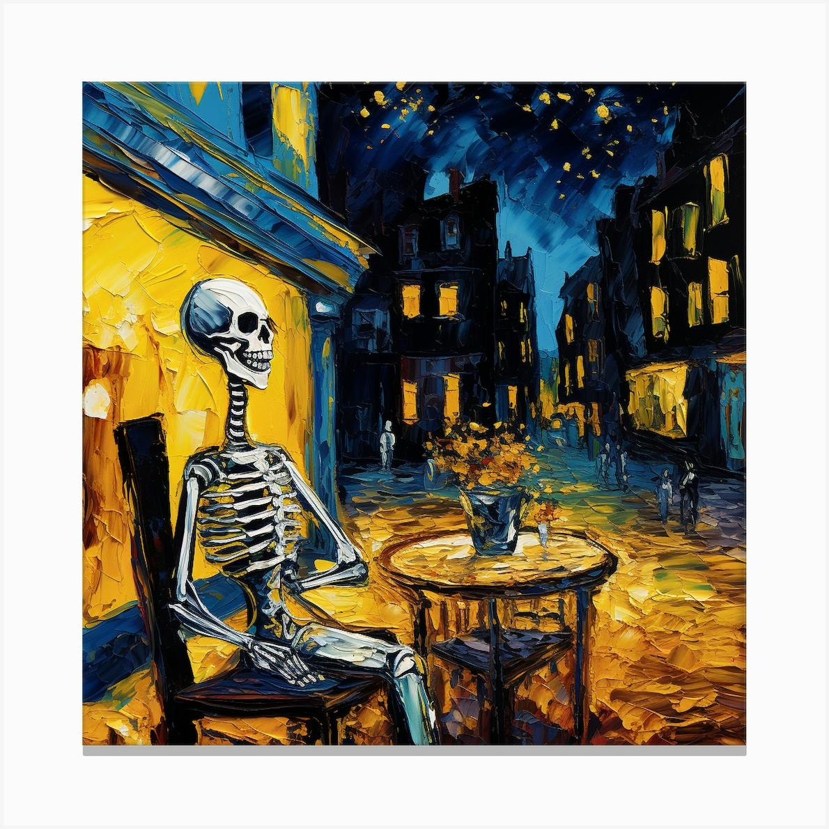 Red Vincent van Gogh - Head of a skeleton with a online burning cigarette Pop Color Canvas