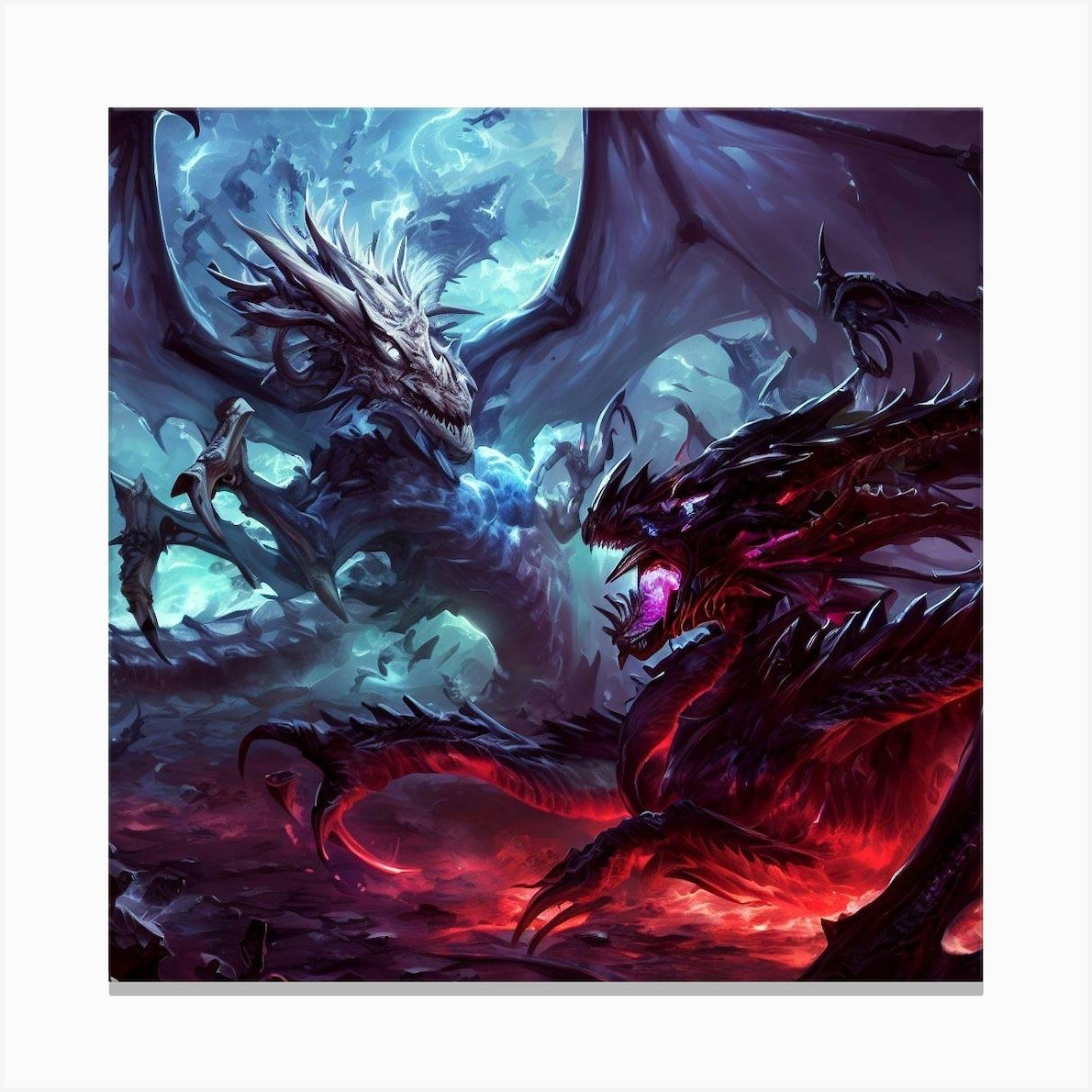 Two Dragons Fighting 15 Canvas Print by TheGoodStuff - Fy