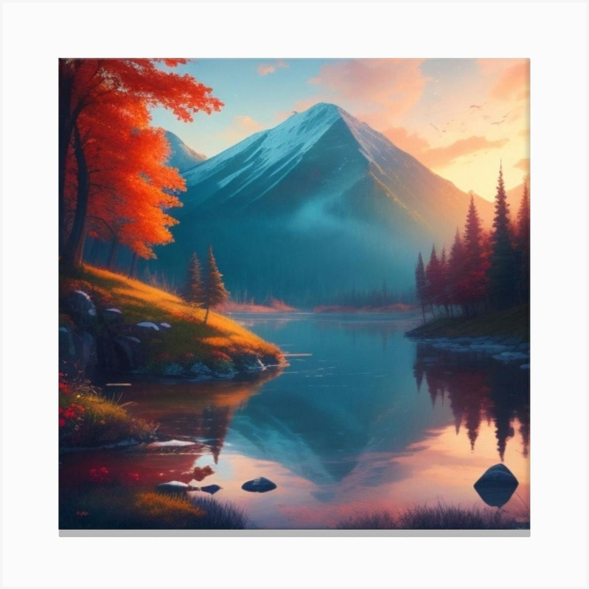 Sunset In The Mountains Art Print by The Artful House - Fy