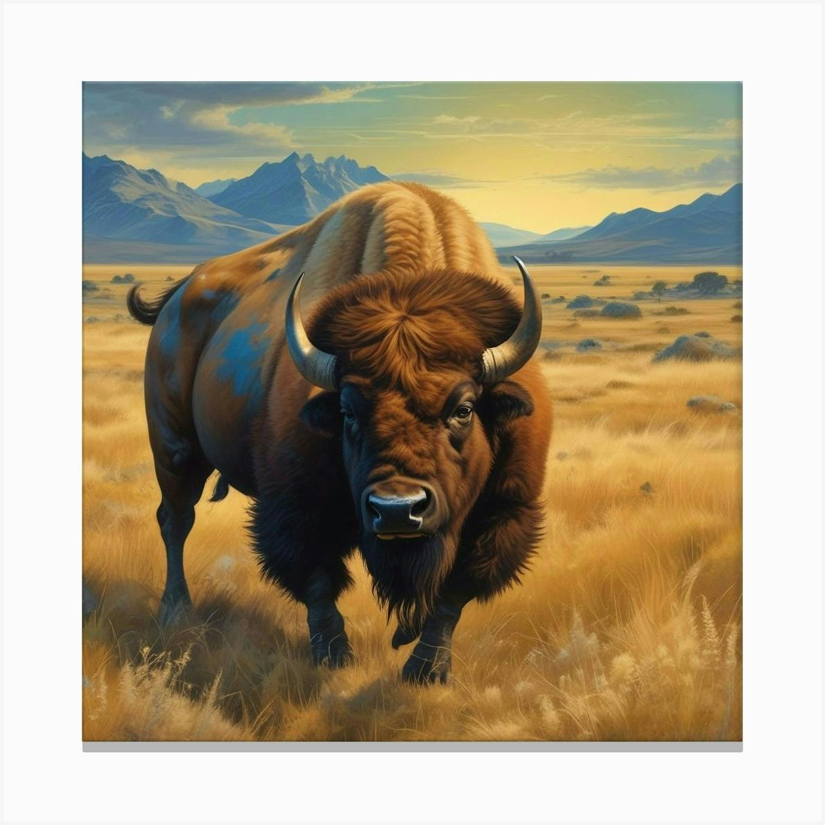 Bison panting Bison wall art Bison decor Bison art Bison canvas Bison photo buying Bison print Bison poster Wild animal wall art Nature wall art