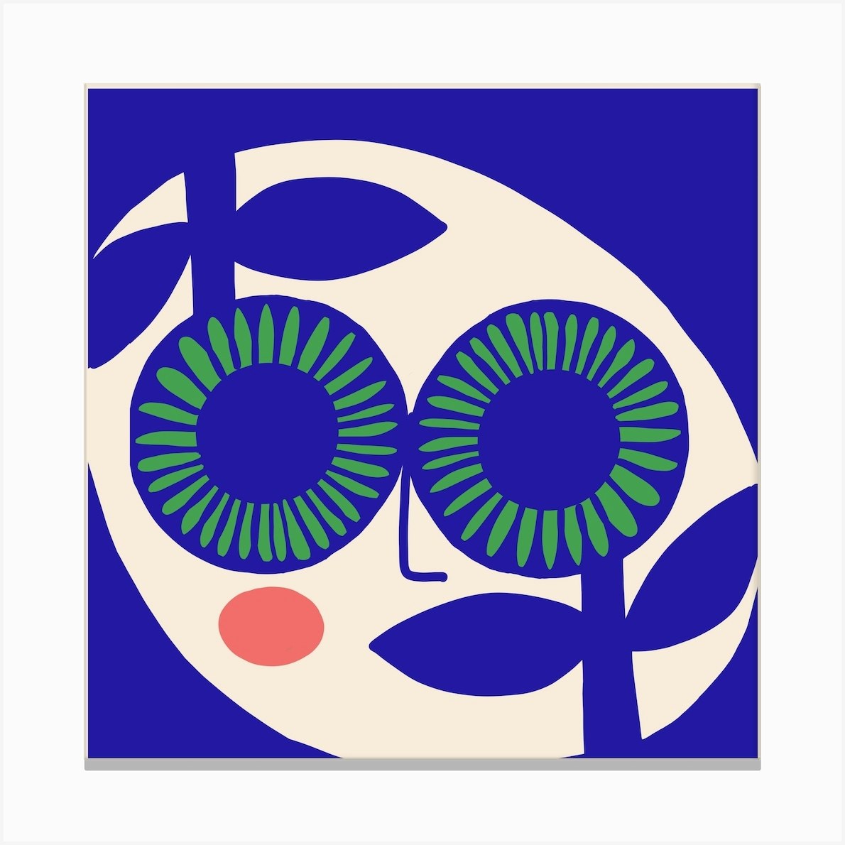 Abstract Face Art Print Square Canvas Print by Freya MacPhail Fy