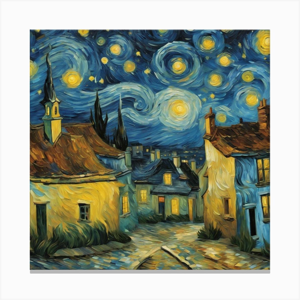 The Starry Night, Vincent Van Gogh Art Print 2 Canvas Print