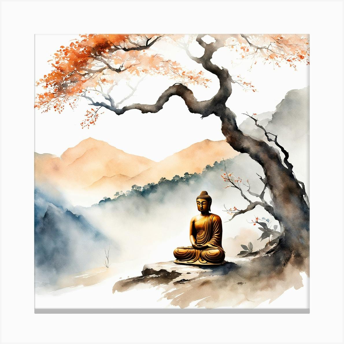 Buddha Painting Landscape 21 Canvas Print