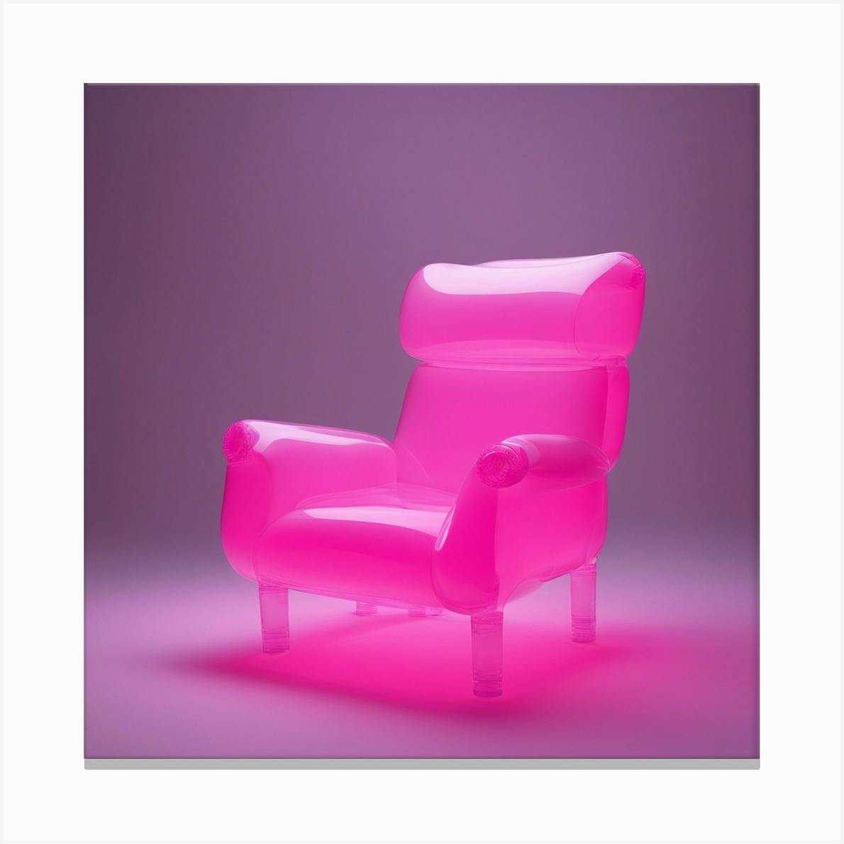 Furniture Design Tall Armchair Inflatable Fluorescent Viva Magenta Inside Transparent Concept P Poster von aipixfuture Fy