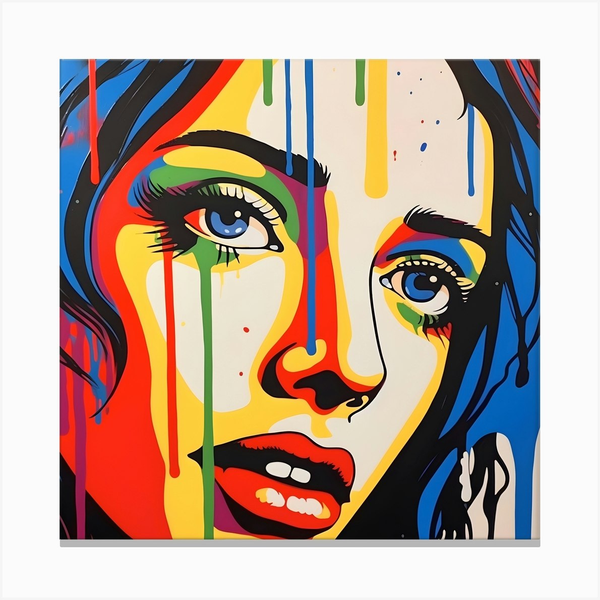 Abstract Feminist Pop Art Wall Art Colorful Woman's Face Colorful