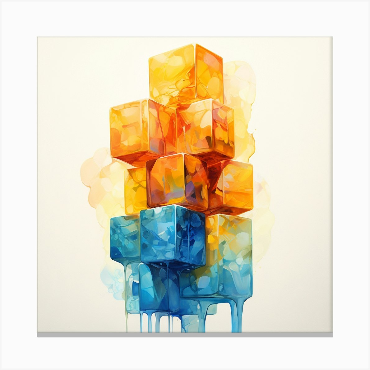 Abstract Watercolor Cubes Canvas Print by David Arts Fy