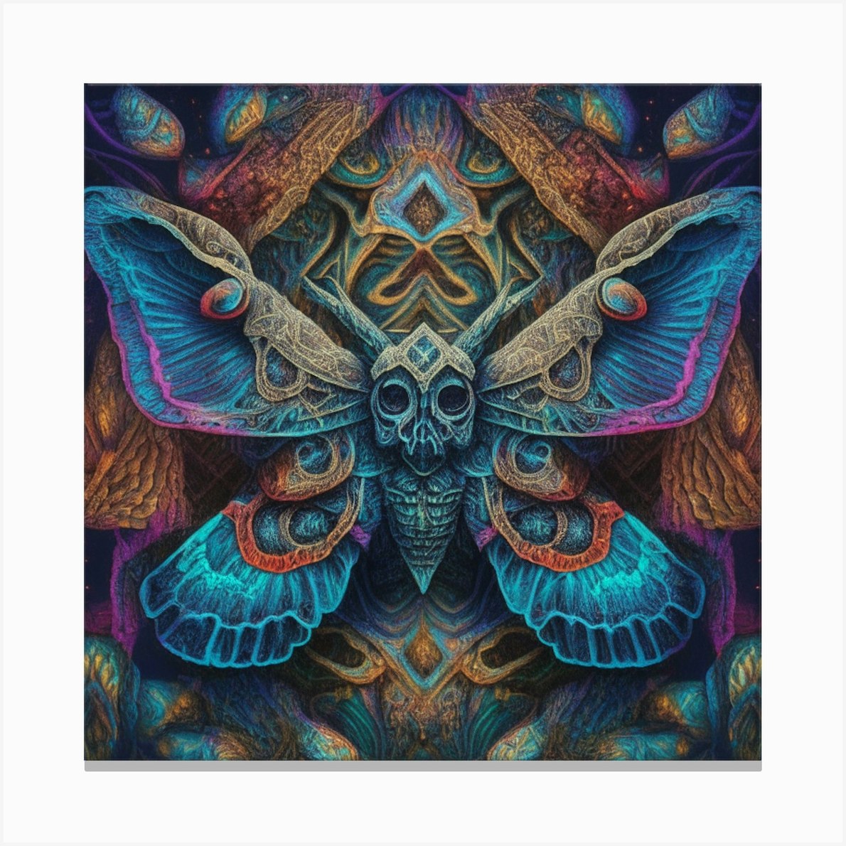 Psychedelic Moth Canvas Print by DIGITAL_AI - Fy