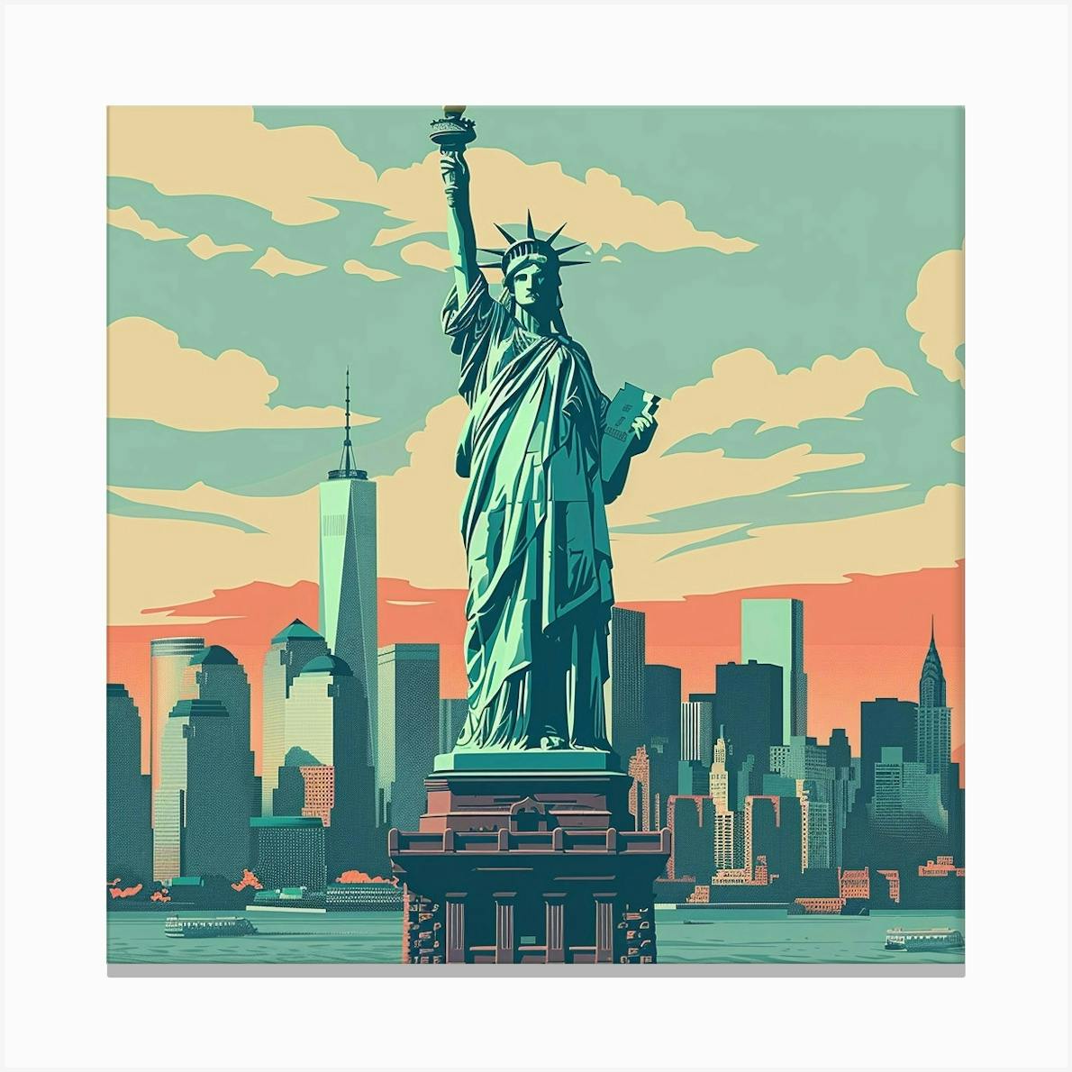 A Statue Of Liberty In New York Lofi Illustratio 1719922656