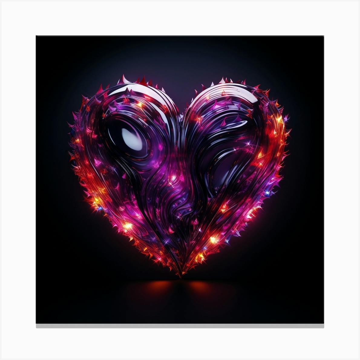 ARTCANVAS I Love You Neon store Heart Canvas Art Print