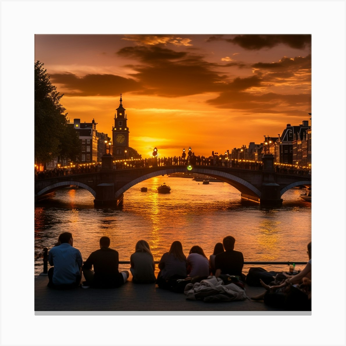 Sunset At Magere Brug Skinny Bridge Amsterdam 16 Canvas Print By Monika Fy 1420